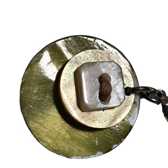 Boho Handmade Shell Button Dangle Earrings Green Statement Fashion Jewelry Women - Picture 3 of 5